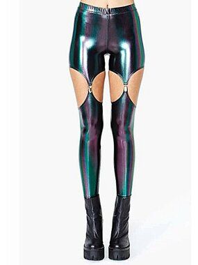 LIP SERVICE 2013 'Trippin' holographic oil slick garter leggings